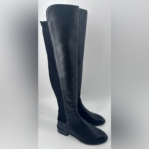 New $950 STUART WEITZMAN 5050 BOOT STRETCH LEATHER OVER THE KNEE BLACK 7.5 S4829 - Picture 3 of 16